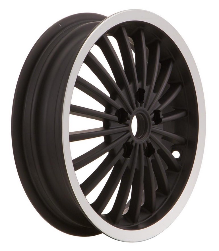 Rim front/rear for Vespa GTS/GTS Super/GTV/GT 125-300ccm, black with polished rim