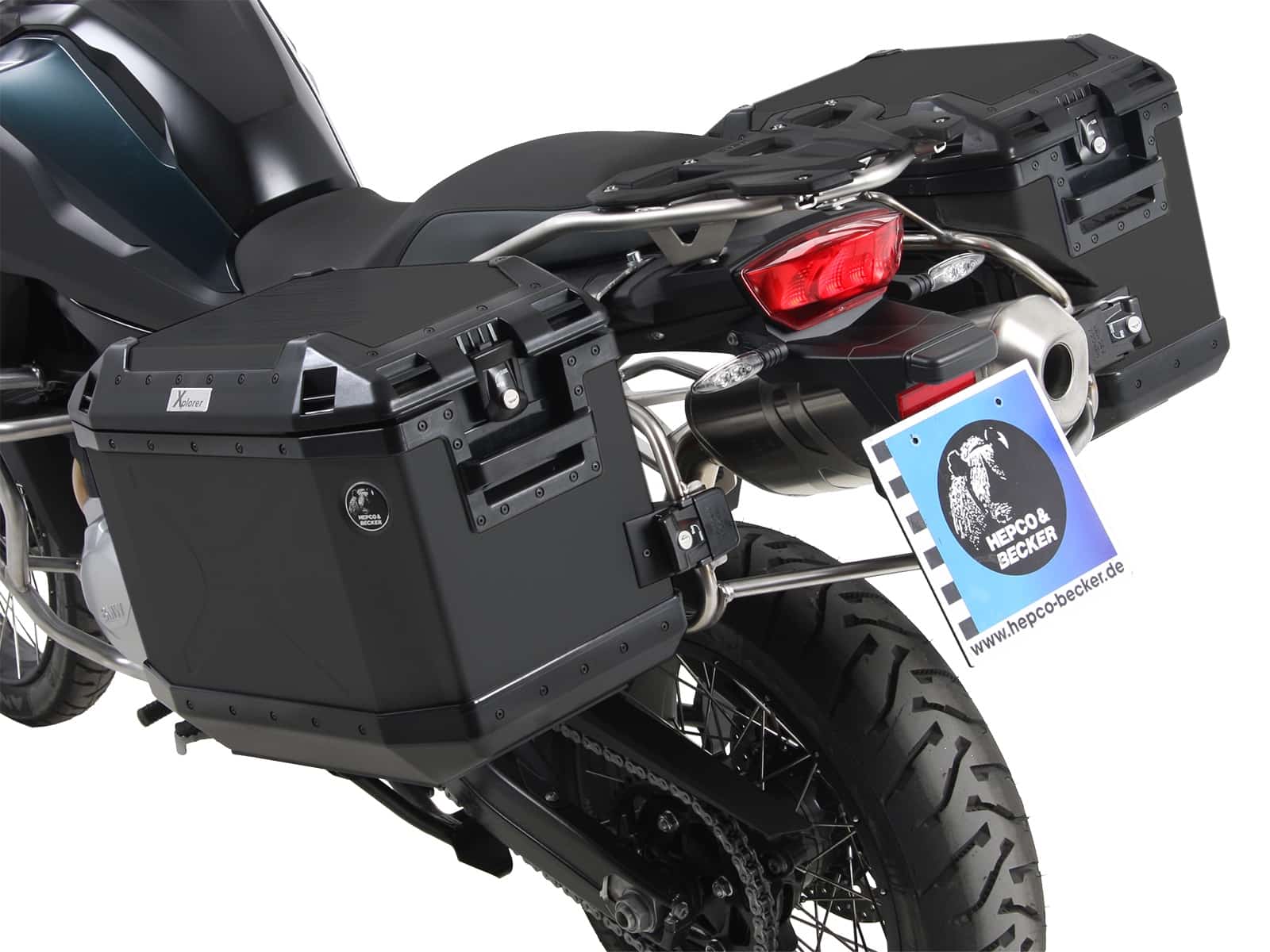 Case carrier set Cutout stainless steel carrier incl. case set Xplorer Cutout black for BMW F 750 GS