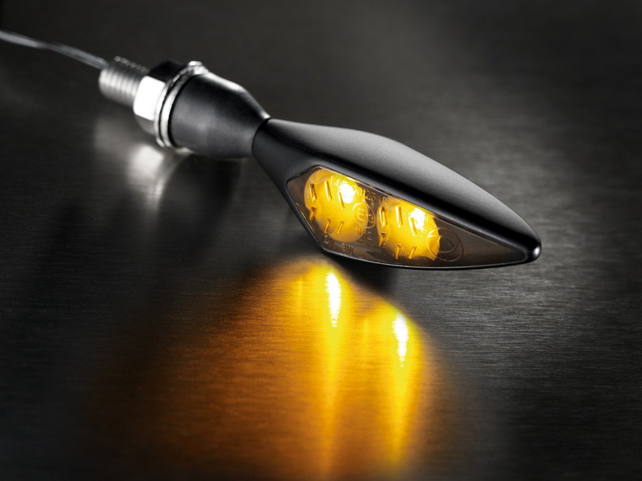 Kellermann turn signal, Rhombus Dark, steel, LED, VL/HR, 12 V, black satin, M8x20, E-tested