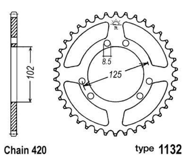 B1 Standard rear steel pinion - 420