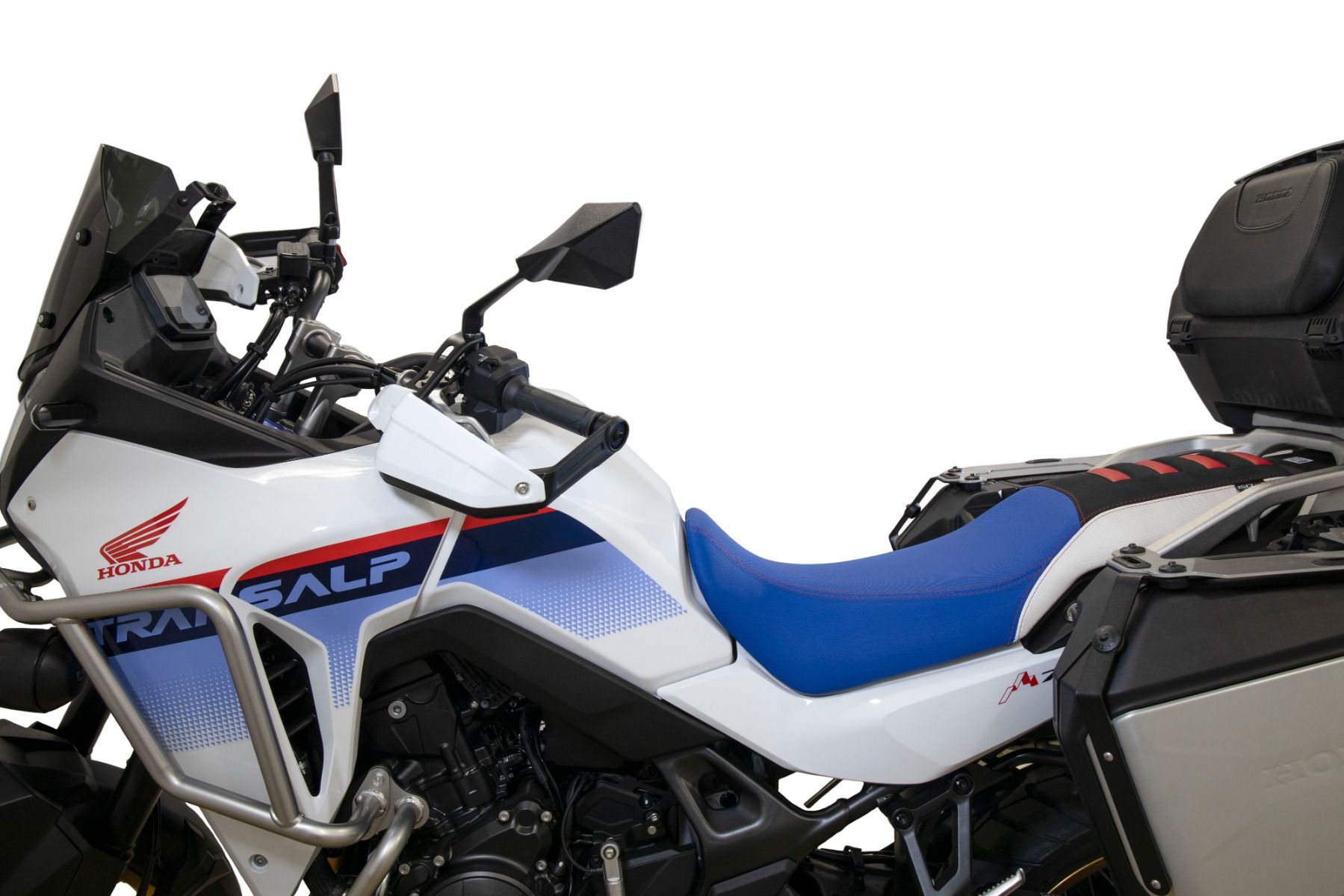 Seat cover for Honda XL 750 Transalp, blue / white / black with red inserts