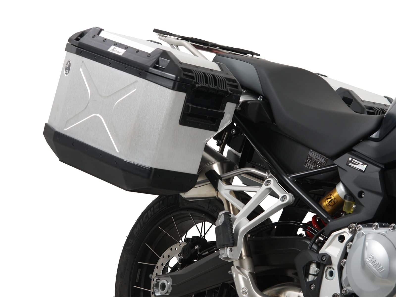 Case carrier set Cutout stainless steel carrier incl. case set Xplorer Cutout silver for BMW F 750 GS