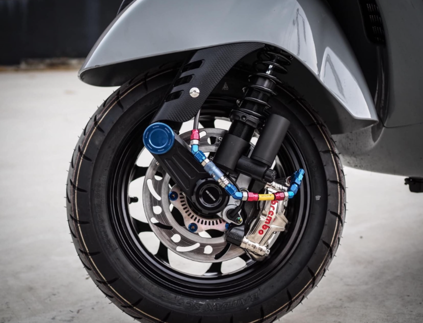 Shock absorber front for Vespa GTS/GTS Super/GTV/GT 60/GT/GT L 125-300ccm, black matt