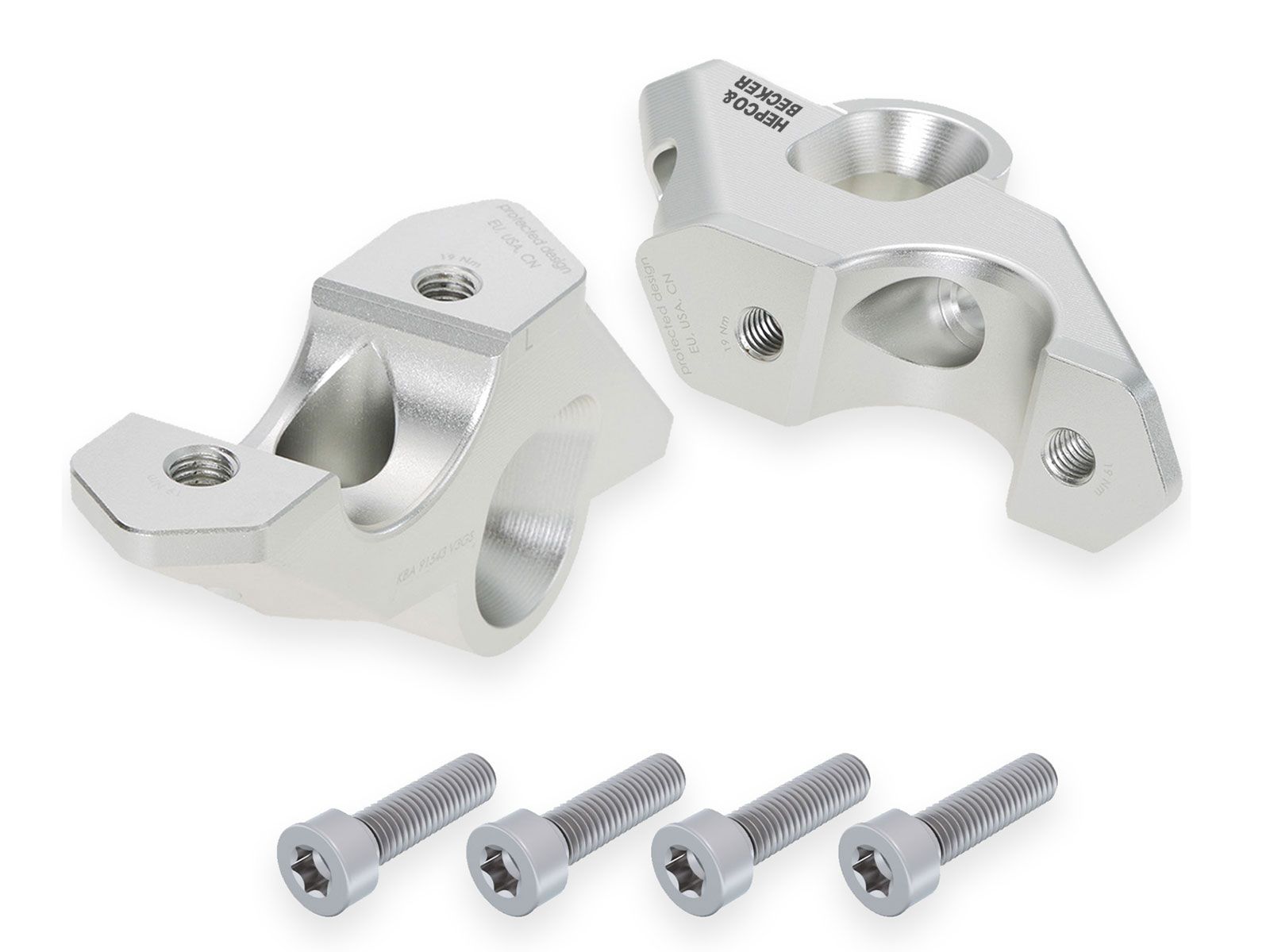 Handlebar riser H=30 mm with offset 33 mm back silver for BMW R 1300 GS (23-) Hepco & Becker
