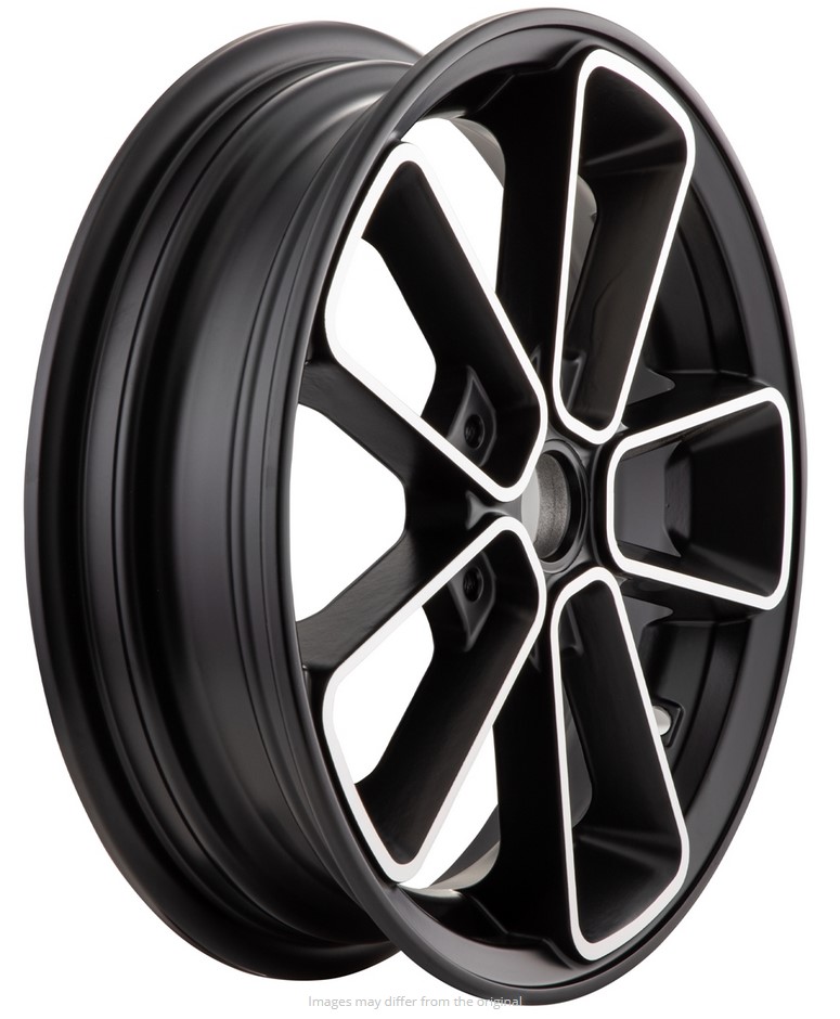 Rim front/rear 12" for Vespa GTS/GTS Super/GTV/GT 125-300cc, black with silver rim