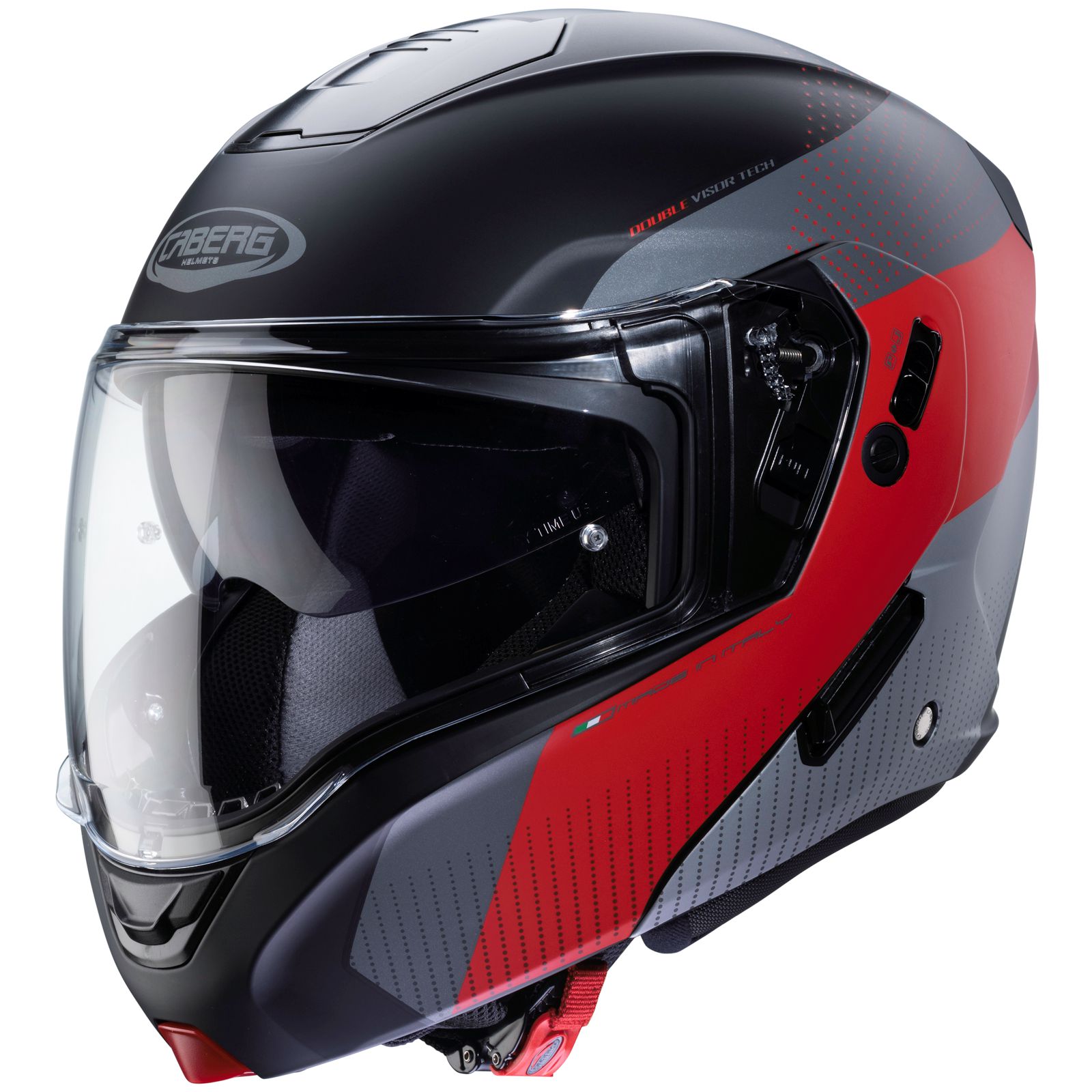 Caberg Helmet Horus Scout, matte black / fluo red gray