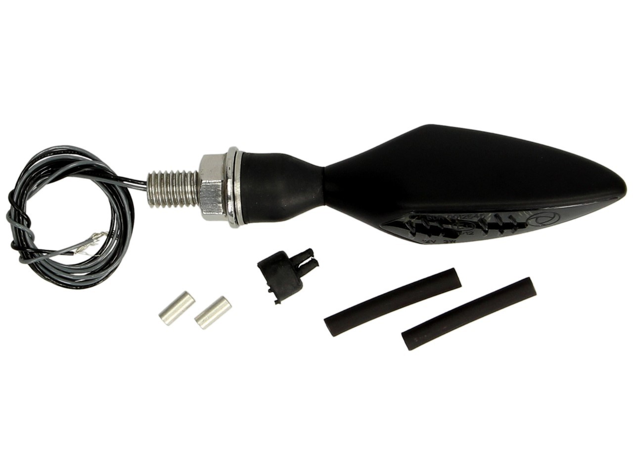 Kellermann turn signal, Rhombus Dark, steel, LED, VL/HR, 12 V, black satin, M8x20, E-tested