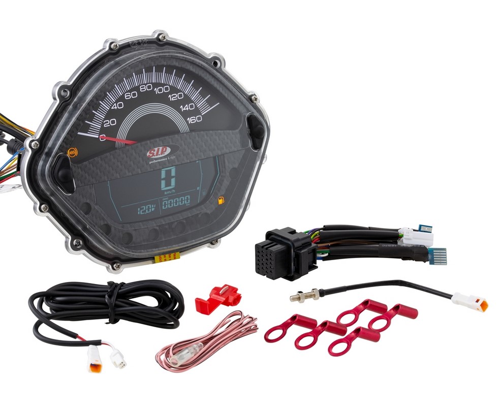 Tachometer/Speedometer for Vespa GTS/GTS Super/GTS SuperSport, i.e., 125-300cc (-'14), carbon-look