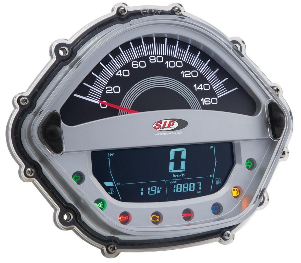 Tachometer/Speedometer for Vespa GTS/GTS Super/GTS SuperSport, i.e., 125-300cc (-'14), silver