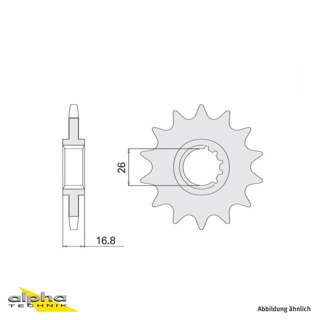 Rubberized sprocket, 16 teeth, pitch 525