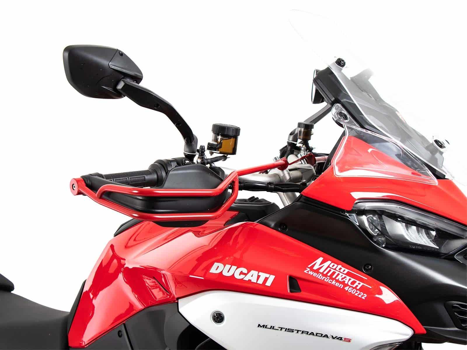 Red grip guard set for Ducati Multistrada V4/S/S Sport/Pikes Peak (21-24) /Rally (23-24)