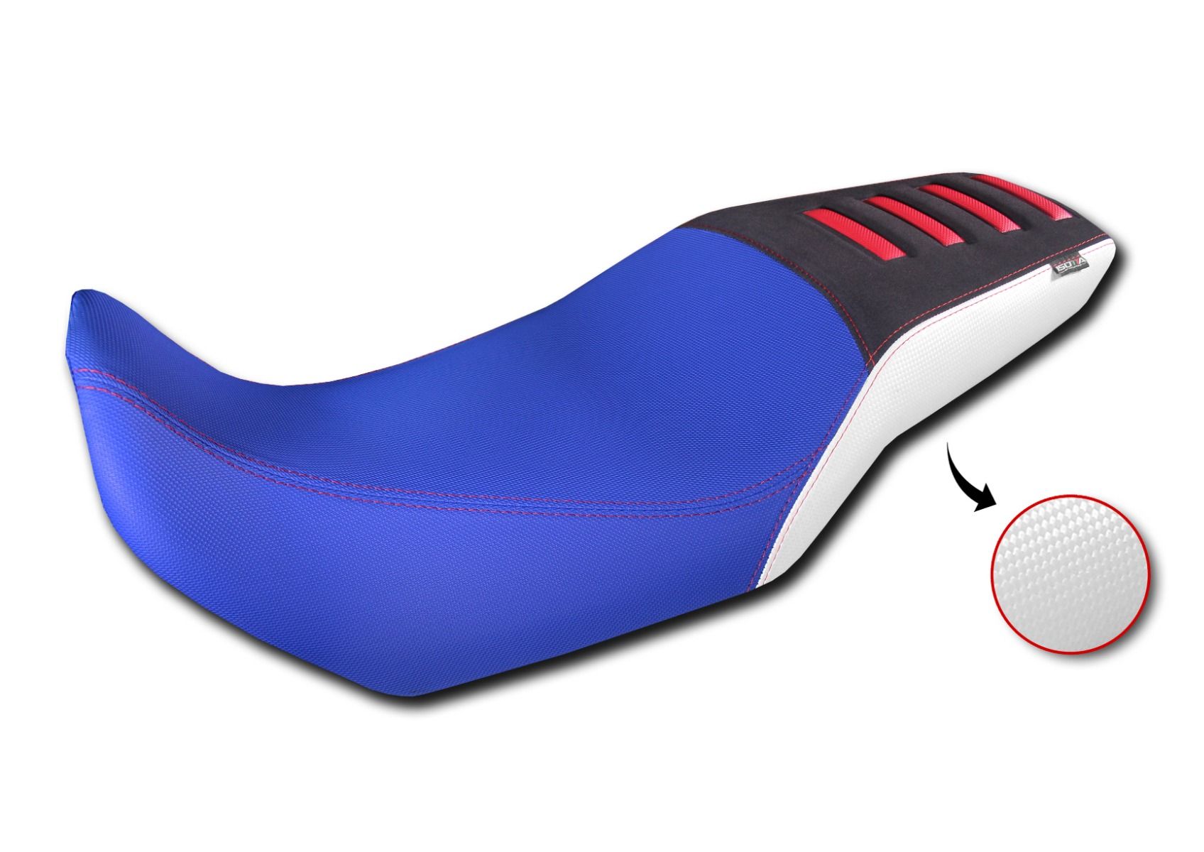 Seat cover for Honda XL 750 Transalp, blue / white / black with red inserts