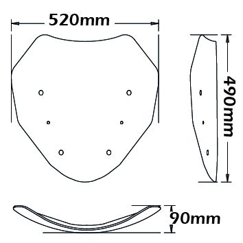 Windshield for original bracket - height 490 mm for BMW R 1200 RT /R 1250 RT