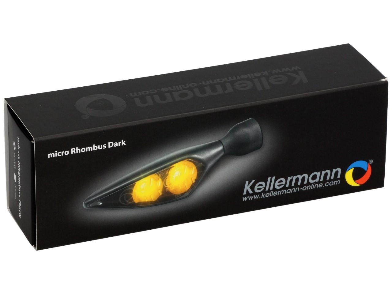 Kellermann turn signal, Rhombus Dark, steel, LED, VL/HR, 12 V, black satin, M8x20, E-tested
