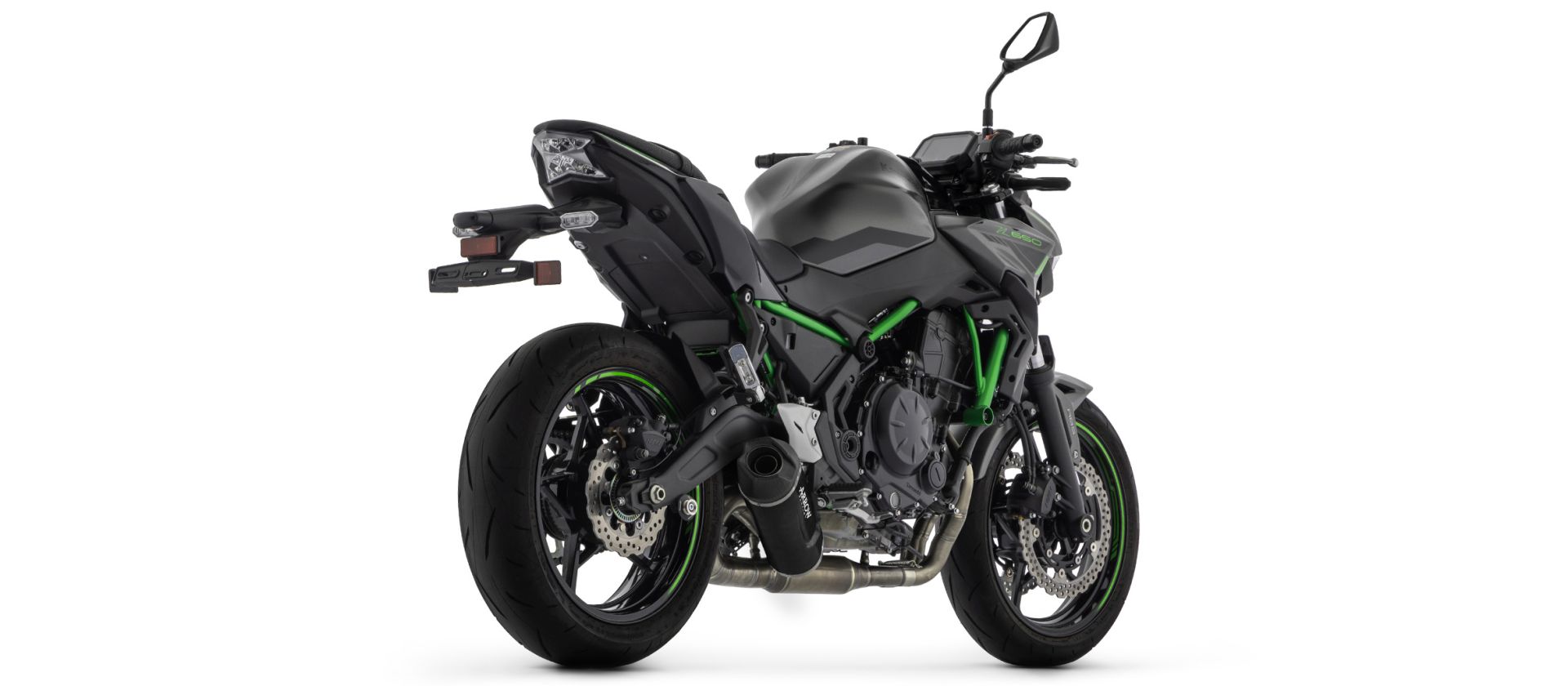 ARROW INDY RACE EVO Aluminum Exhaust System in Black with Carbon Fiber Tailpipe for Kawasaki Ninja 650 / Z 650