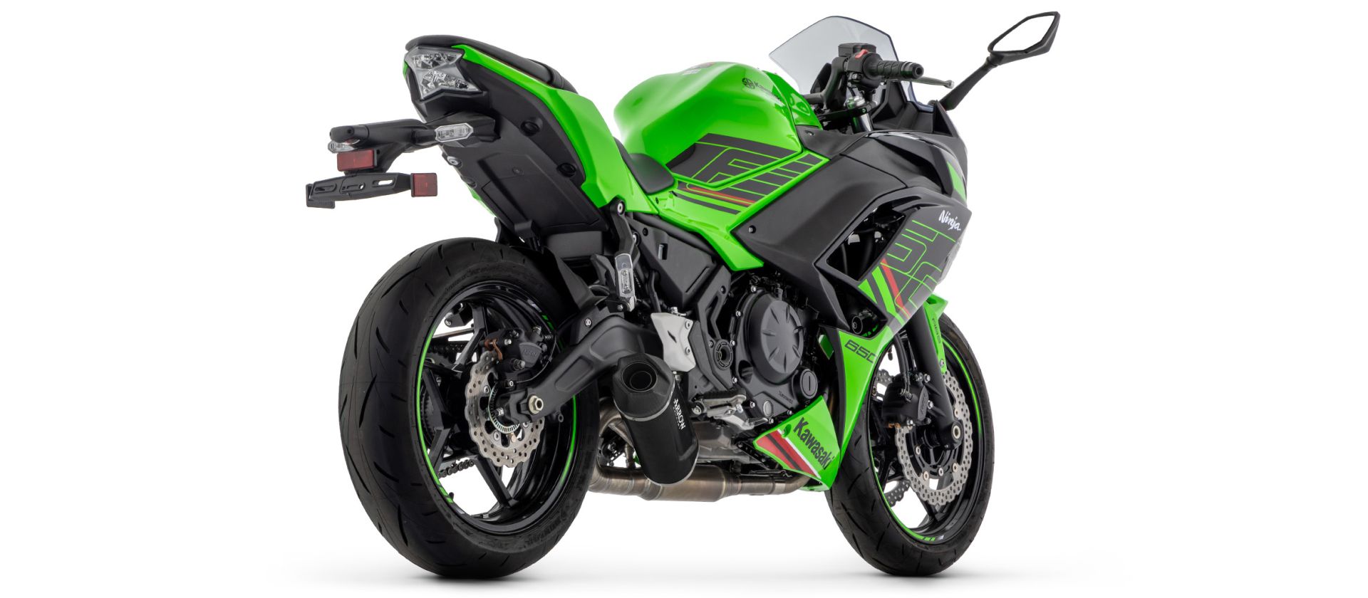 ARROW INDY RACE EVO Aluminum Exhaust System in Black with Carbon Fiber Tailpipe for Kawasaki Ninja 650 / Z 650