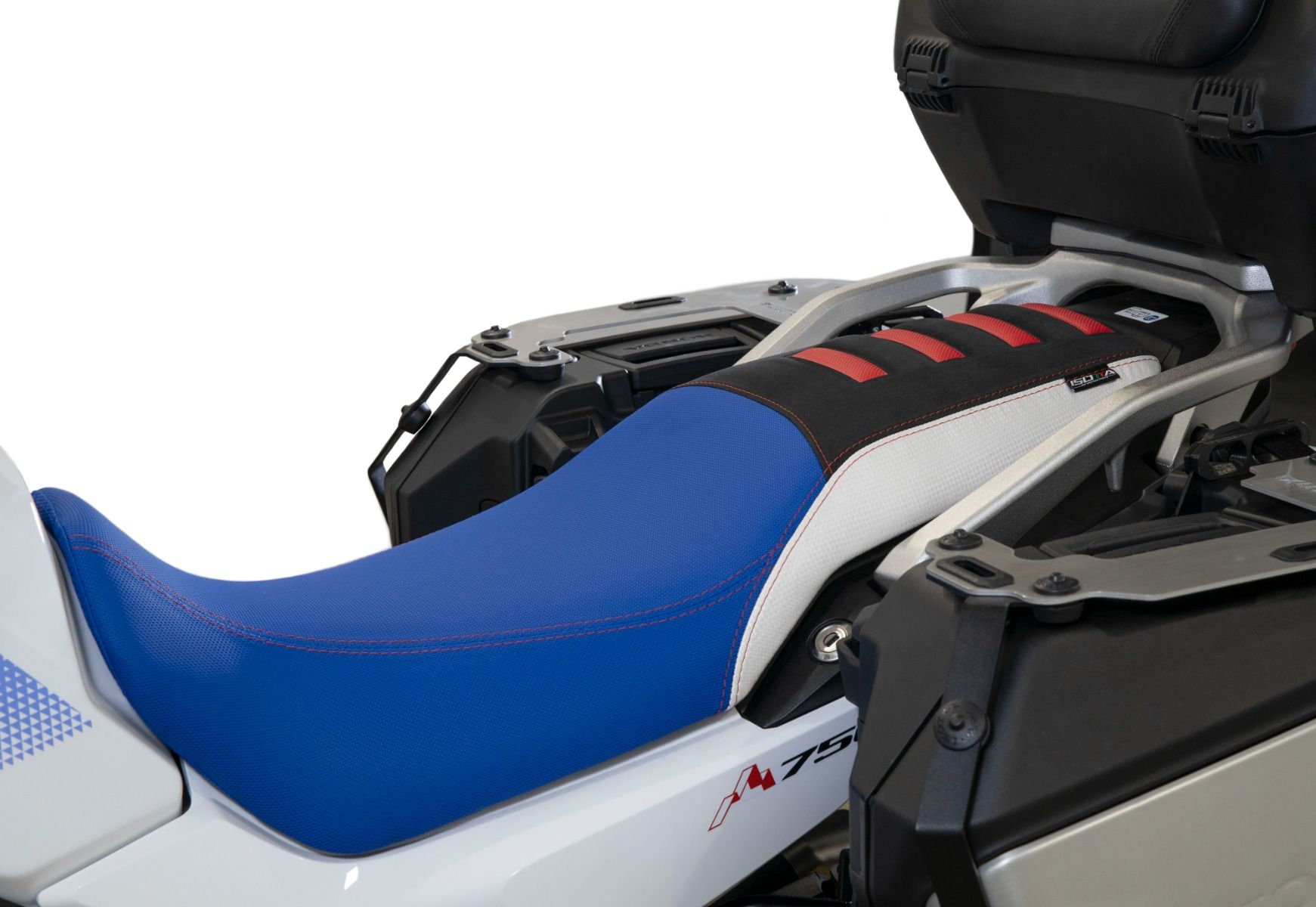 Seat cover for Honda XL 750 Transalp, blue / white / black with red inserts