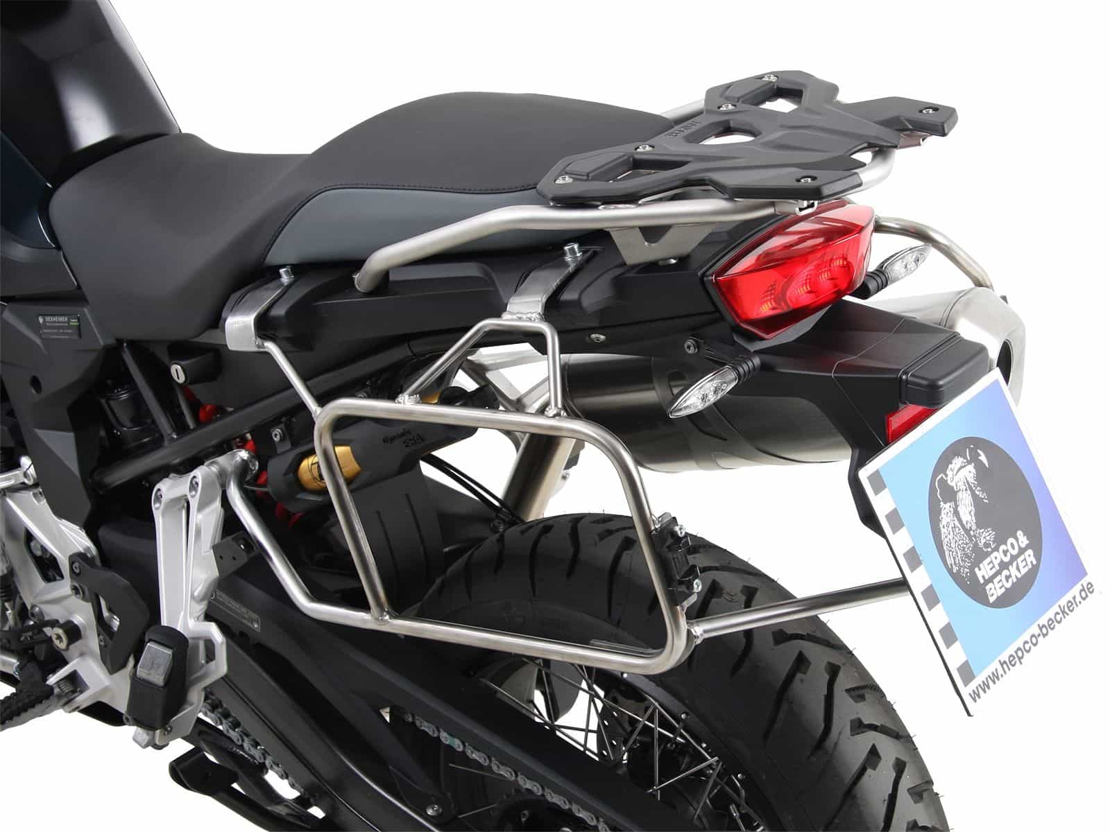 Case carrier set Cutout stainless steel carrier incl. case set Xplorer Cutout silver for BMW F 750 GS