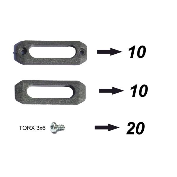 Kit 12 plastic parts for luggage carrier eyelets