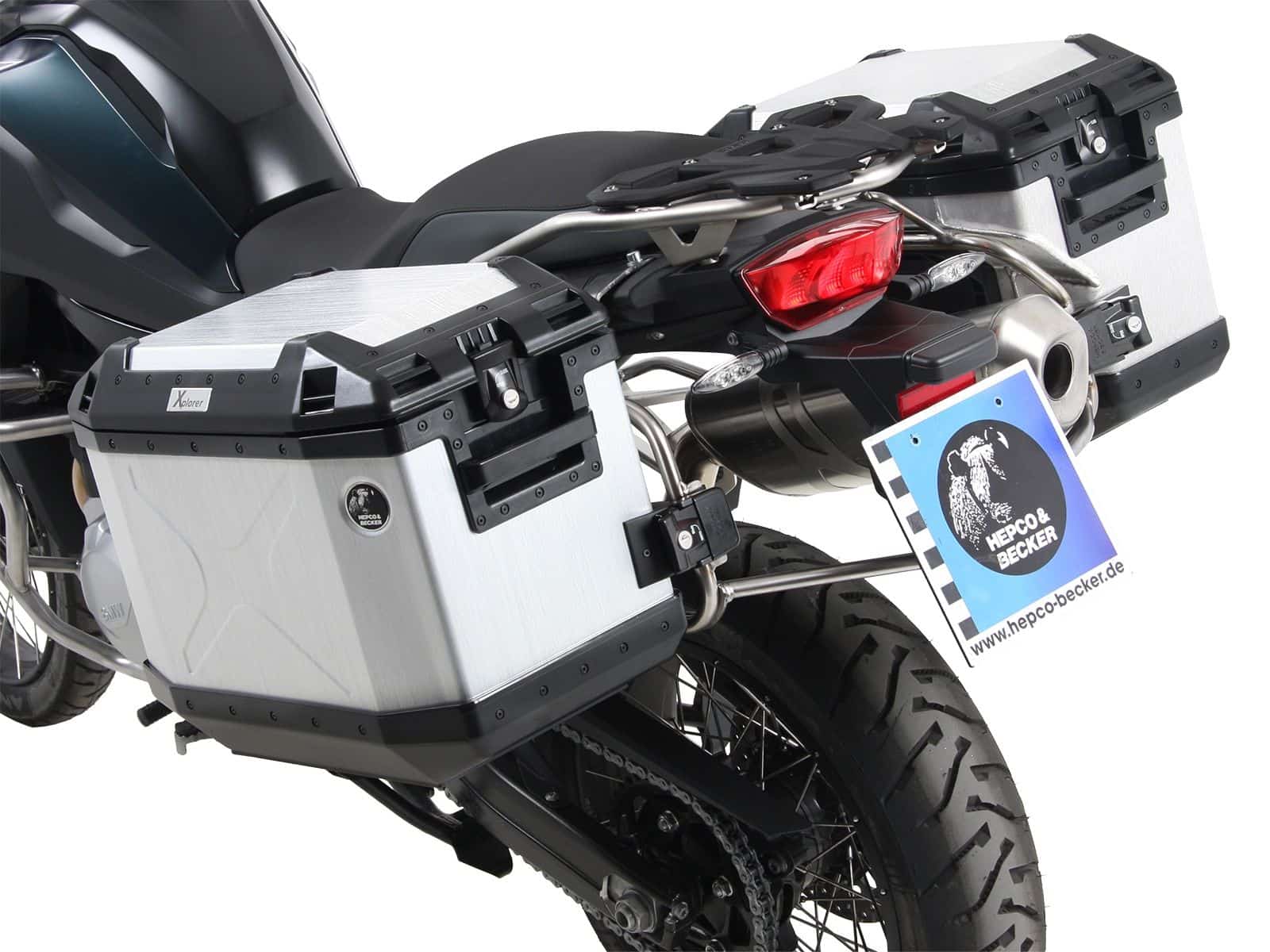 Case carrier set Cutout stainless steel carrier incl. case set Xplorer Cutout silver for BMW F 750 GS