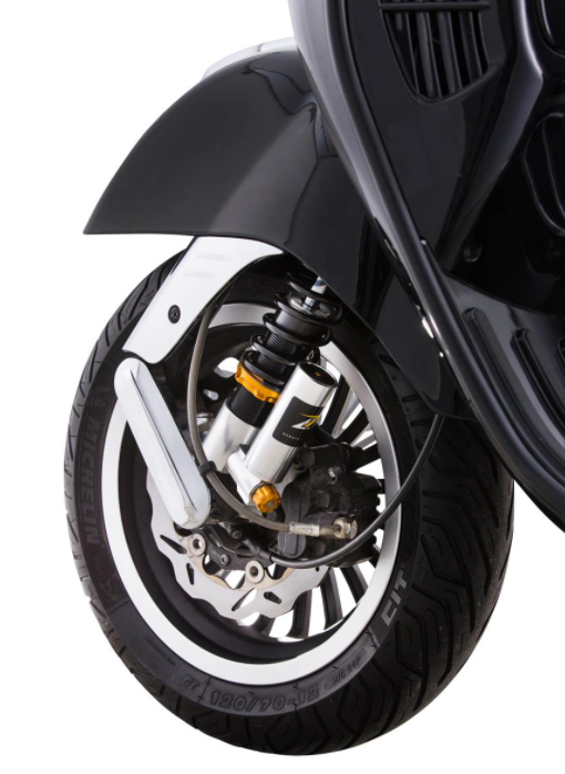 Shock absorber front for Vespa GTS/GTS Super/GTV/GT 60/GT/GT L, silver/orange