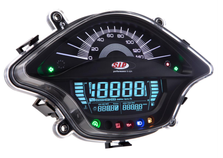 Tachometer / speedometer for Vespa Primavera / Sprint 50-150cc 2T/4T AC, black