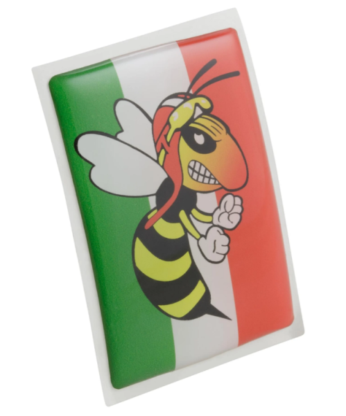 Vespa emblem "angry wasp" 4-corner cascade, green / white / red