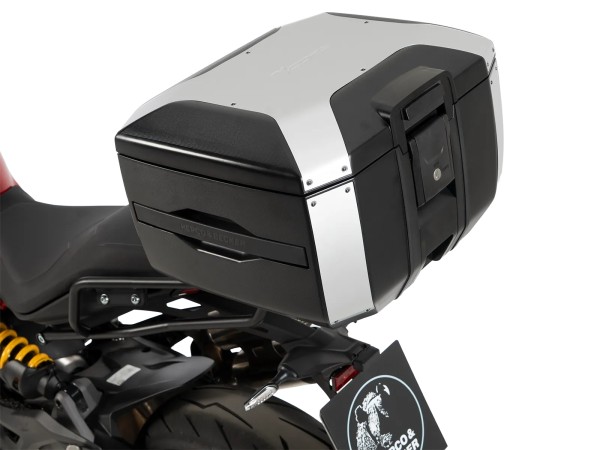 Smartrack Set, including Xcore Topcase 40 in silver/black for Ducati Monster 890 / + (26-) Hepco & Becker