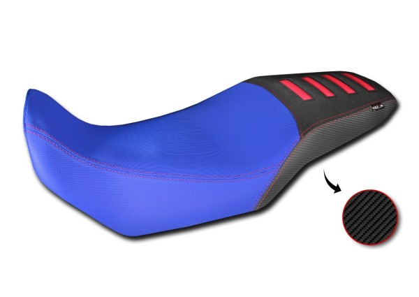 Seat cover Comfort made of 3D fiber for Honda XL 750 Transalp, blue / black with red inserts