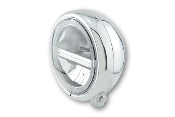 HIGHSIDER pro 5 3/4 inch Headlight Pecos Type 6 LED Chrome With TFL, E-approved (1pc)
