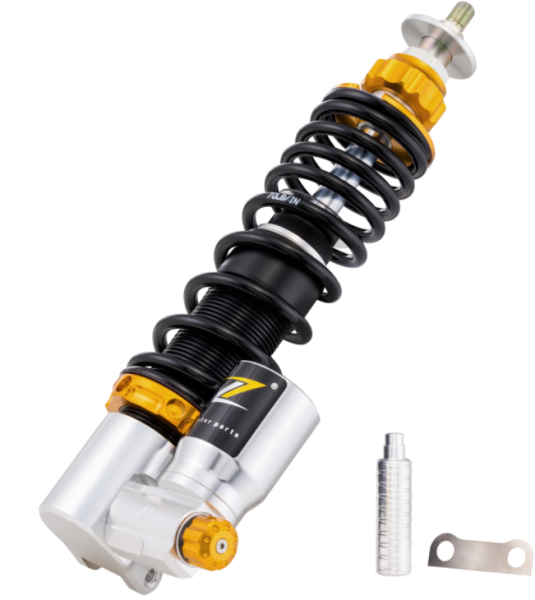 Shock absorber "Black Edition", front for Vespa Primavera/Sprint 50 -150cc ('17-), silver/orange/sw