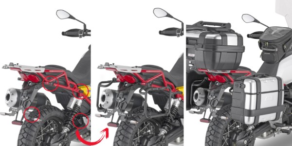 Side case carrier ONEFIT removable for Moto Guzzi V85 TT (Bj.19-) Givi