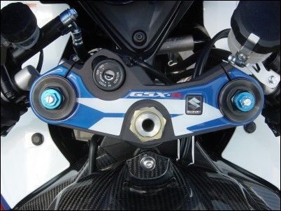 Fork bridge decor, blue/white for Suzuki GSX-R750 BJ. 2006-2007/ 2008-2010/ GSX-R600 BJ. 2006-2007/ G