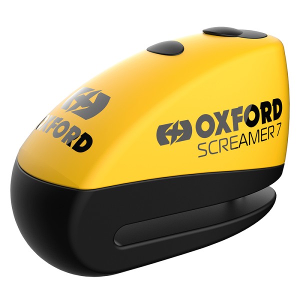 Oxford Screamer 7 Brake Disc Lock with Alarm - Ø7mm Yellow/Black