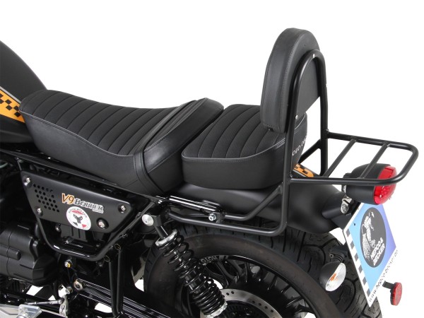 Sissybar with luggage rack black for V 9 Bobber (Bj.17-) model with long seat