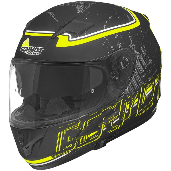 Germot full-face helmet GM 306, matt black / fluo yellow