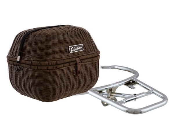 Luggage basket kit Classic for Vespa GTS/GTV/GT60 125-300cc, dark brown