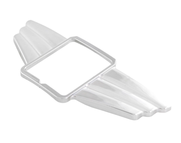 Cascade decorative wing for square PIAGGIO emblem, Mark II, for Vespa, aluminum, chrome