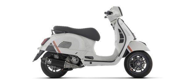 ARROW Auspuff DARK URBAN für Vespa GTS310 2025-, Aluminium schwarz mit Carbon Endkappe, ohne Straßen