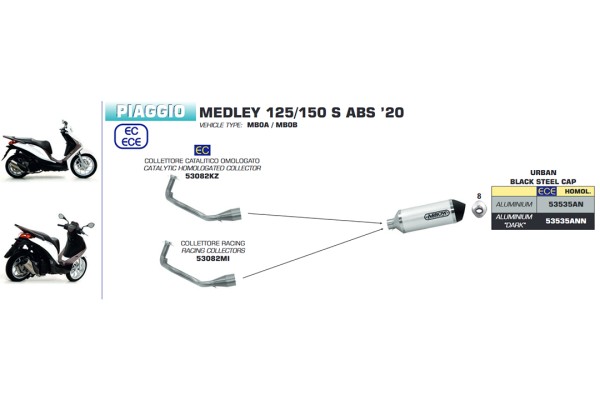 ARROW Racing manifold for Piaggio Medley 125 2020- / Medley 150 2020- , without catalytic converter
