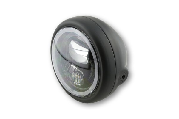 HIGHSIDER pro 5 3/4 inch Headlight Pecos Type 7 LED Black Side mounting, With parking light
