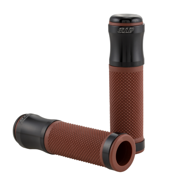 Grips Ø 24/24 mm, L 125 mm for Vespa PX 125-200cc, black shiny/brown