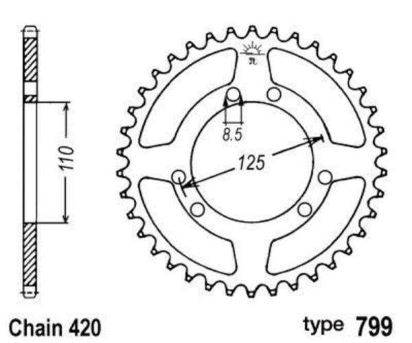 B1 Standard rear steel pinion - 420