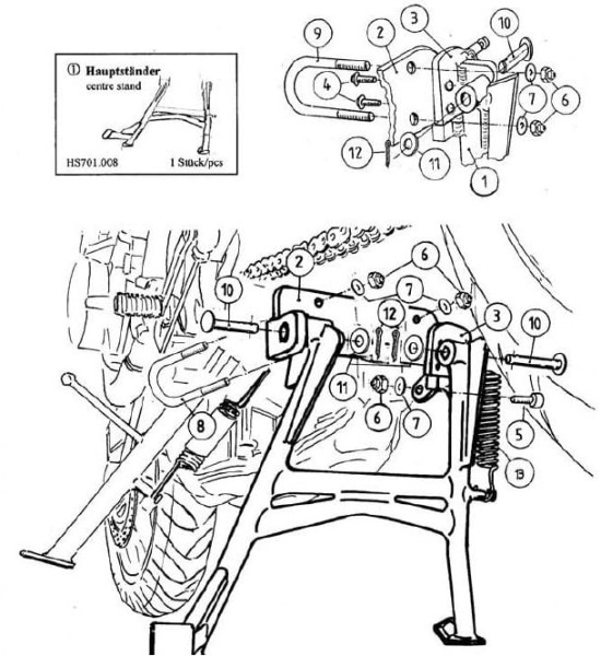Main stand black for Honda CB 600 F Hornet (03-06) Hepco & Becker