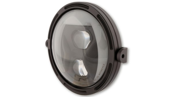 HIGHSIDER pro 7 inch headlight Frame-R1 Type 8 LED black smoke reflector, side mounting