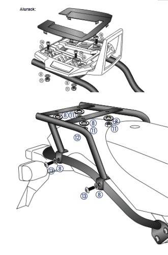 Alurack top case carrier for BMW HP2 /Enduro/Megamoto (05-08) Hepco & Becker