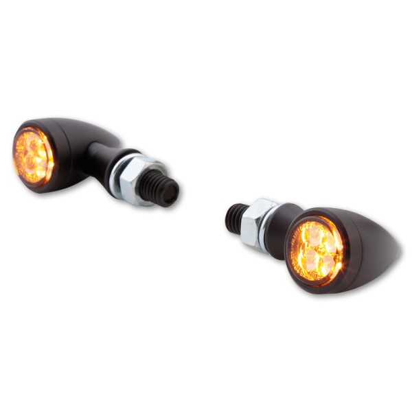 HIGHSIDER Smart Sixteen-Bullet LED turn signal housing black / lens smoke gray (pair), front & rear