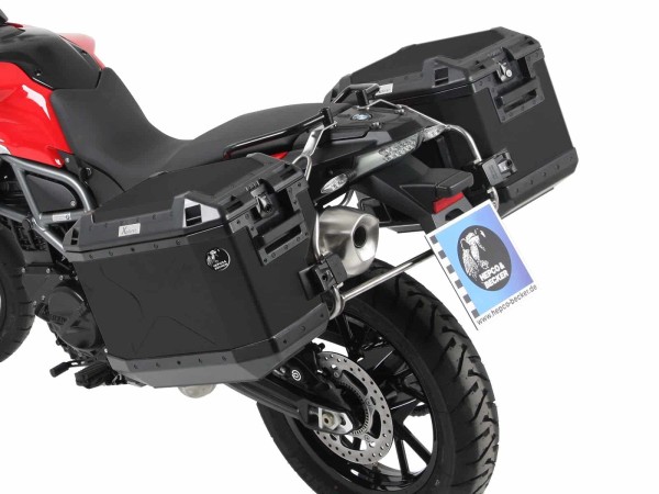 Case carrier set Cutout stainless steel incl. case set Xplorer Cutout black for F 650 GS Twin /F 700 GS