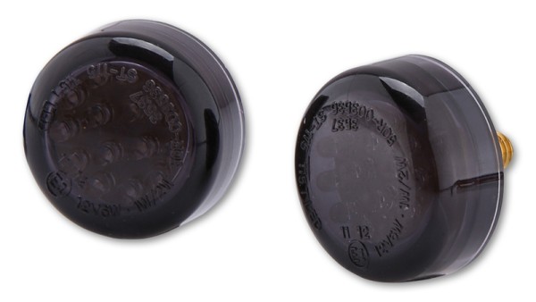 HIGHSIDER Smart Micro Disc LED turn signal housing black / lens smoke gray (pair), front & rear