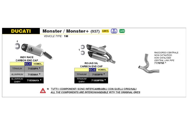ARROW Auspuff ROUND-SIL Titan für Ducati Monster / Monster+ ab Modelljahr 2021-